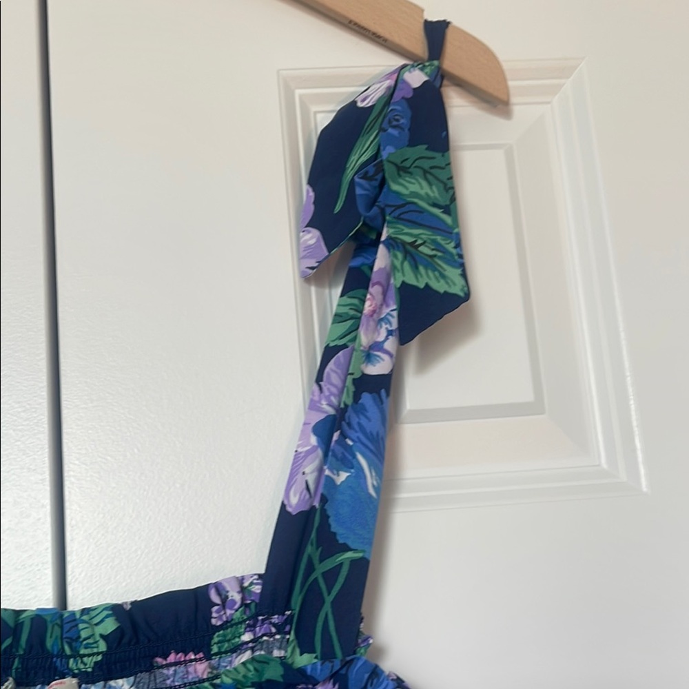 J.Crew Smocked Tie-Shoulder Floral Blue Dress - Picture 5 of 5